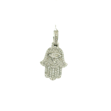 Load image into Gallery viewer, White Gold Hamsa Hand Diamond Pendant