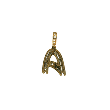 Load image into Gallery viewer, Yellow Gold Initial 'A' Pendant with Baguette Cut Diamonds