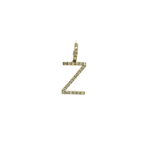 Load image into Gallery viewer, Yellow Gold 'Z' Pendant with Round Brilliant Diamonds