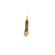 Load image into Gallery viewer, Yellow Gold Stiletto Pendant with Round Cut Diamonds