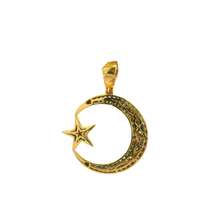 Load image into Gallery viewer, Yellow Gold Diamond Crescent Moon & Star Pendant