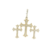 Load image into Gallery viewer, Yellow Gold Cross Pendant with Round Brilliant Diamonds