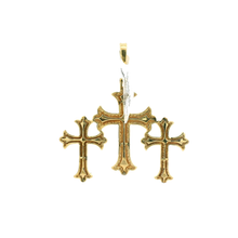 Load image into Gallery viewer, Yellow Gold Cross Pendant with Round Brilliant Diamonds