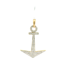 Load image into Gallery viewer, Yellow Gold Anchor Pendant with Round Brilliant Cut Diamonds