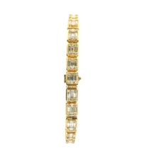 Load image into Gallery viewer, Yellow Gold Tennis Bracelet with Emerald Cut Diamonds