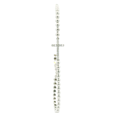 Load image into Gallery viewer, White Gold Beaded Bracelet with Diamond Cross