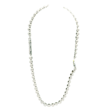 Load image into Gallery viewer, White Gold Beaded Bracelet with Diamond Cross