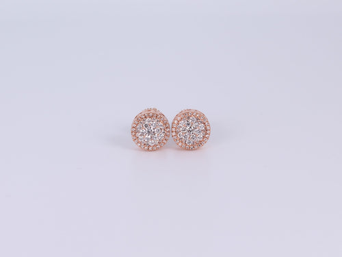 14k Rose Gold Round Earrings .500Ctw