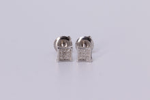 Load image into Gallery viewer, 10K White Gold Square Earrings .050Ctw