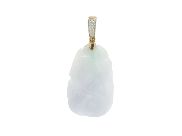 White Jade Pendant with Gold Accent