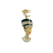 Load image into Gallery viewer, Yellow Gold Nefertiti Pendant with Onyx &amp; Diamond Accents