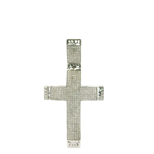 White Gold Cross Pendant with Round Brilliant Cut Diamonds
