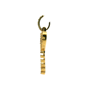Gold Dangle Pendant with Diamond-Accented Heart and Key Design
