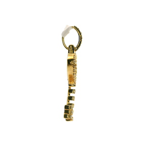 Gold Dangle Pendant with Diamond-Accented Heart and Key Design