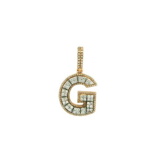 Gold 'G' Pendant with Princess Cut Diamonds