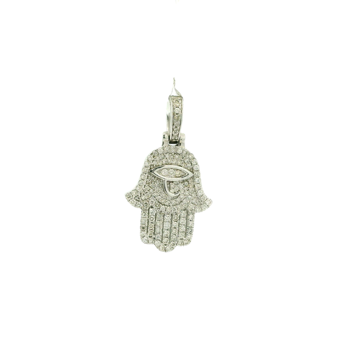 White Gold Hamsa Hand Diamond Pendant