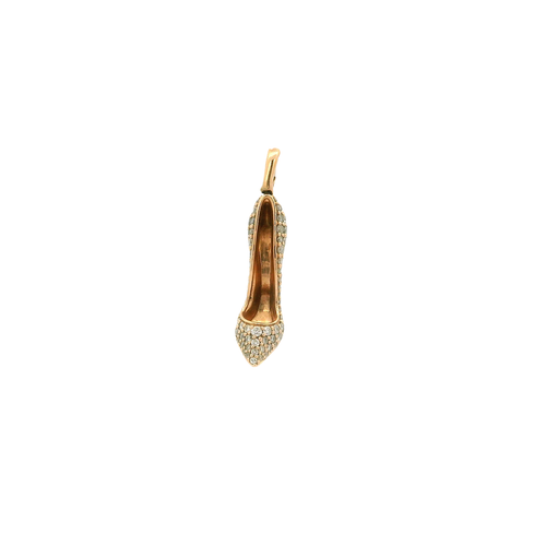 Yellow Gold Stiletto Pendant with Round Cut Diamonds