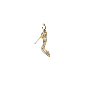 Yellow Gold Stiletto Pendant with Round Cut Diamonds