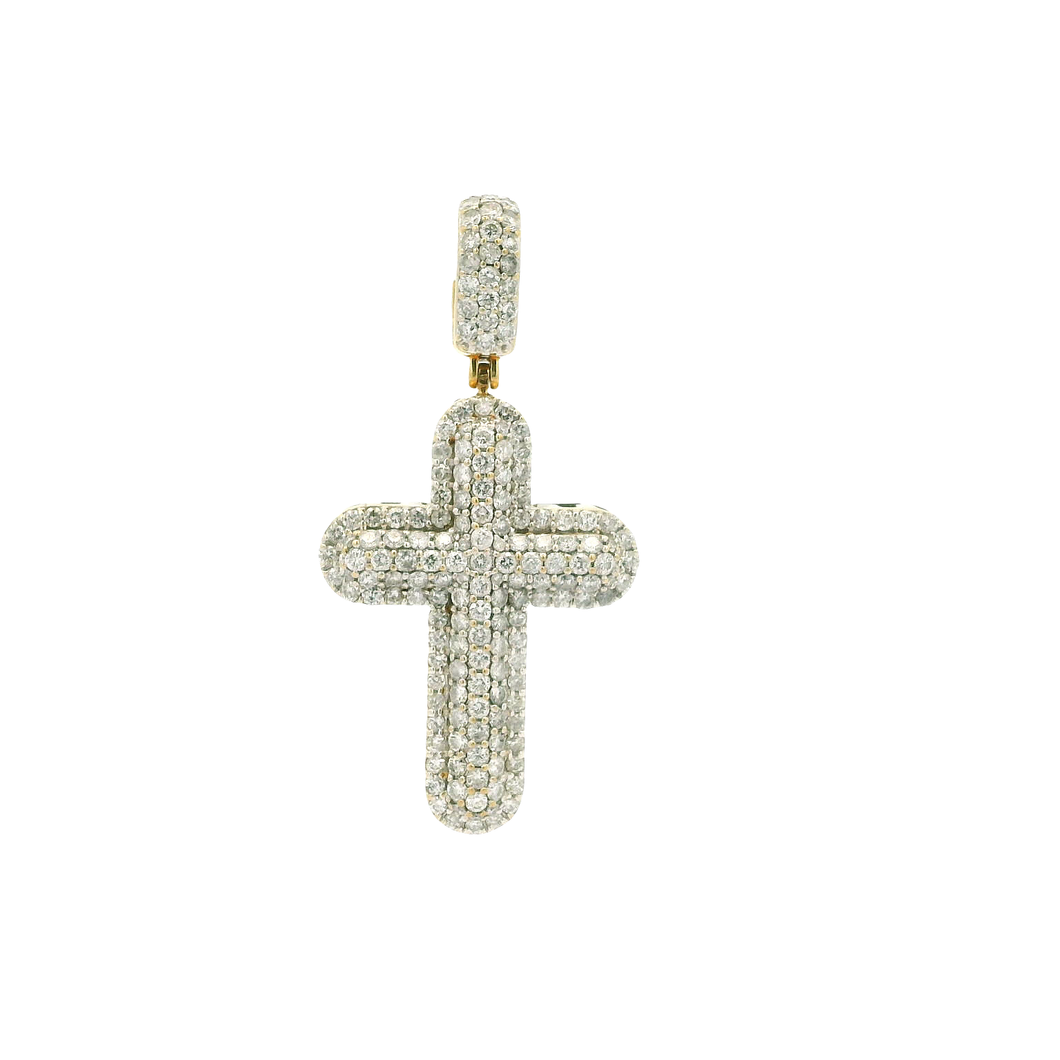 Yellow Gold Cross Pendant with Round Brilliant Diamonds