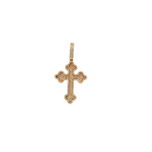 Yellow Gold Cross Pendant with Round Brilliant Diamonds
