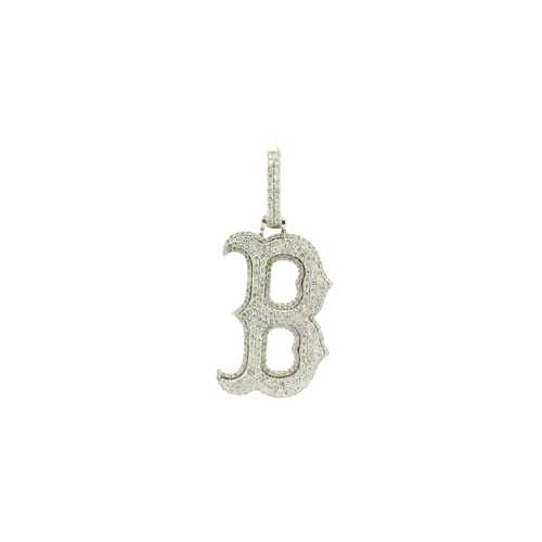 White Gold 'B' Letter Diamond Pendant