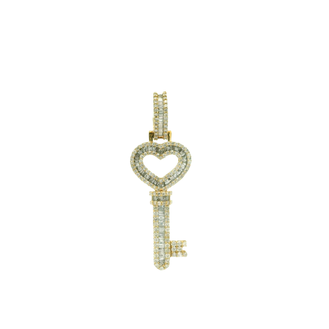 Yellow Gold Pendant with Baguette-Cut Diamonds