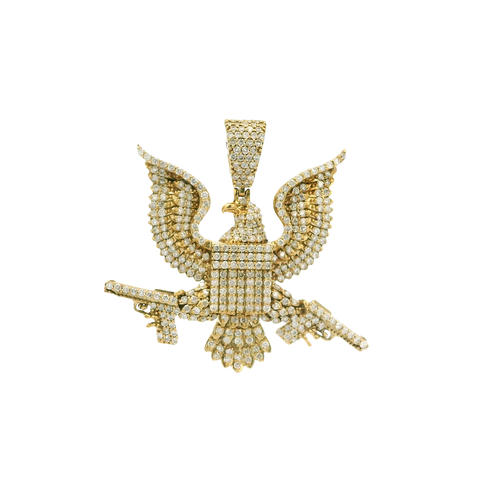 Yellow Gold American Eagle Diamond Pendant