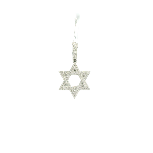 White Gold Star of David Pendant with Round Brilliant Cut Diamonds