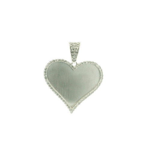 Heart-Shaped Silver Pendant with Round Brilliant Diamonds