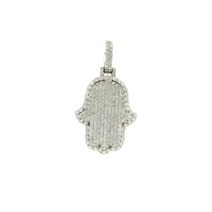 White Gold Hamsa Pendant with Round Brilliant Cut Diamonds