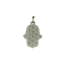 Load image into Gallery viewer, White Gold Hamsa Pendant with Round Brilliant Cut Diamonds