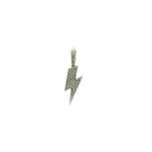 Yellow Gold Lightning Bolt Pendant with Round Cut Diamonds