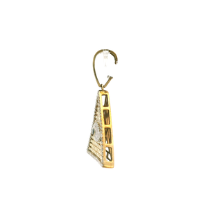 Yellow Gold Pyramid Pendant with Round Cut Diamonds