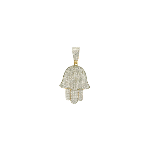 Yellow Gold Hamsa Pendant with Round Brilliant Cut Diamonds