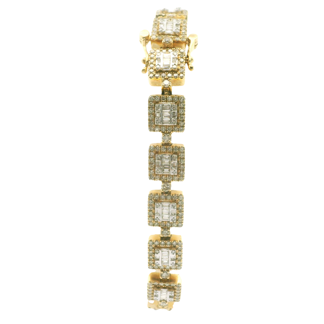 Elegant Yellow Gold Tennis Bracelet with Square Cut Diamonds