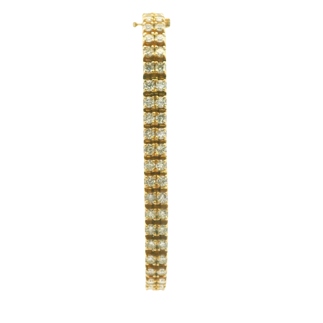 Yellow Gold Diamond Tennis Bracelet with Round Brilliant Cut Diamonds