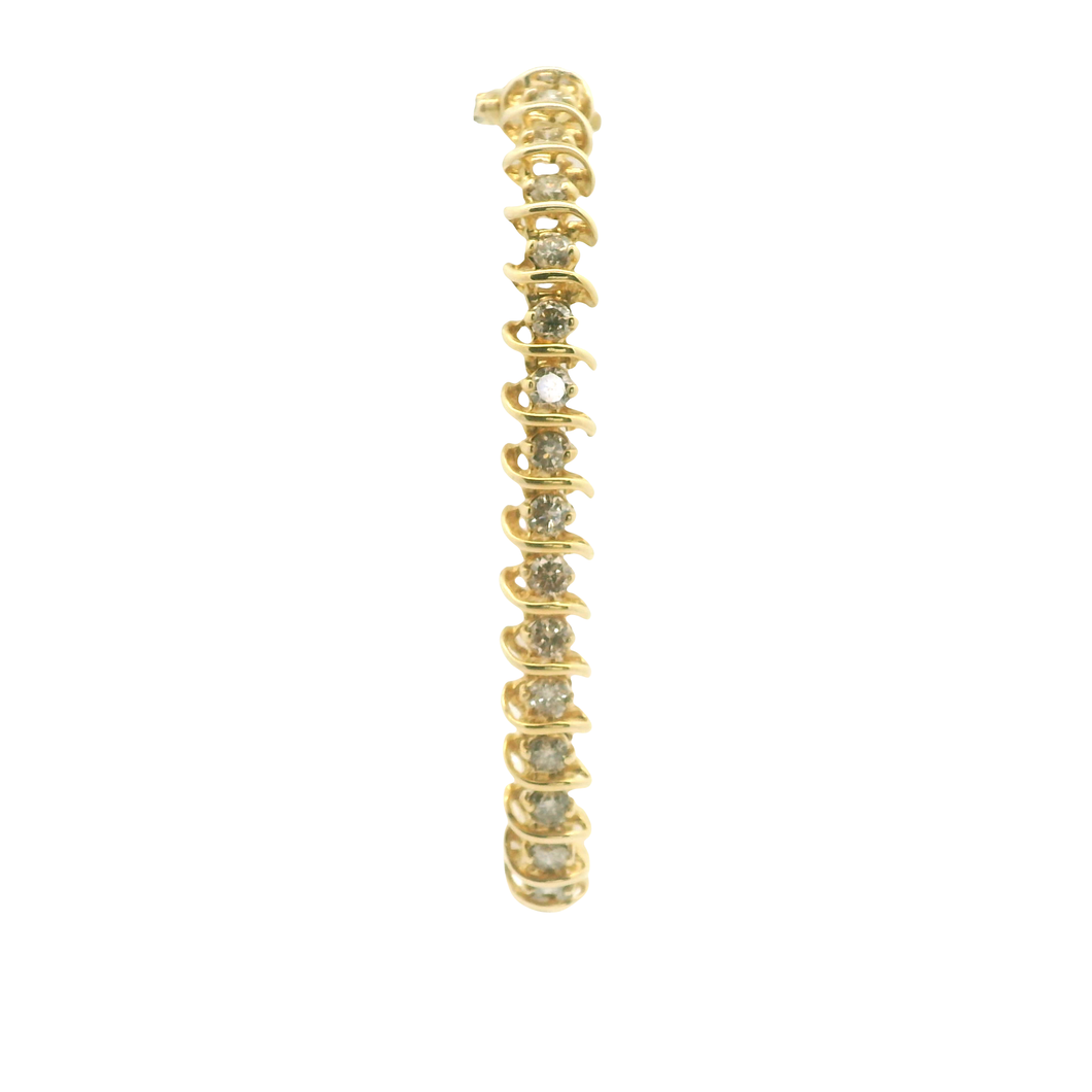Yellow Gold Tennis Bracelet with Round Cut Diamonds
