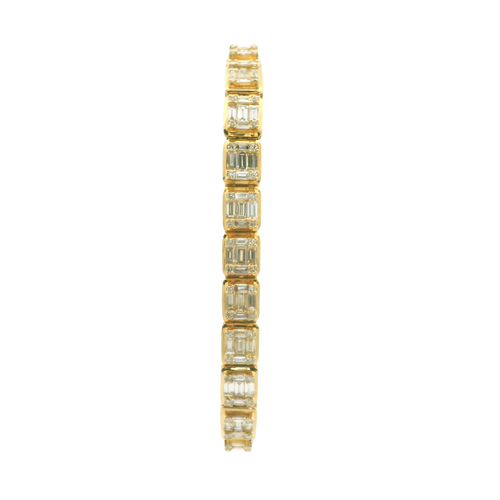 Yellow Gold Tennis Bracelet with Emerald Cut Diamonds