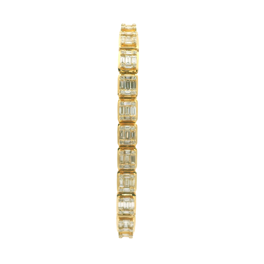 Yellow Gold Tennis Bracelet with Emerald Cut Diamonds