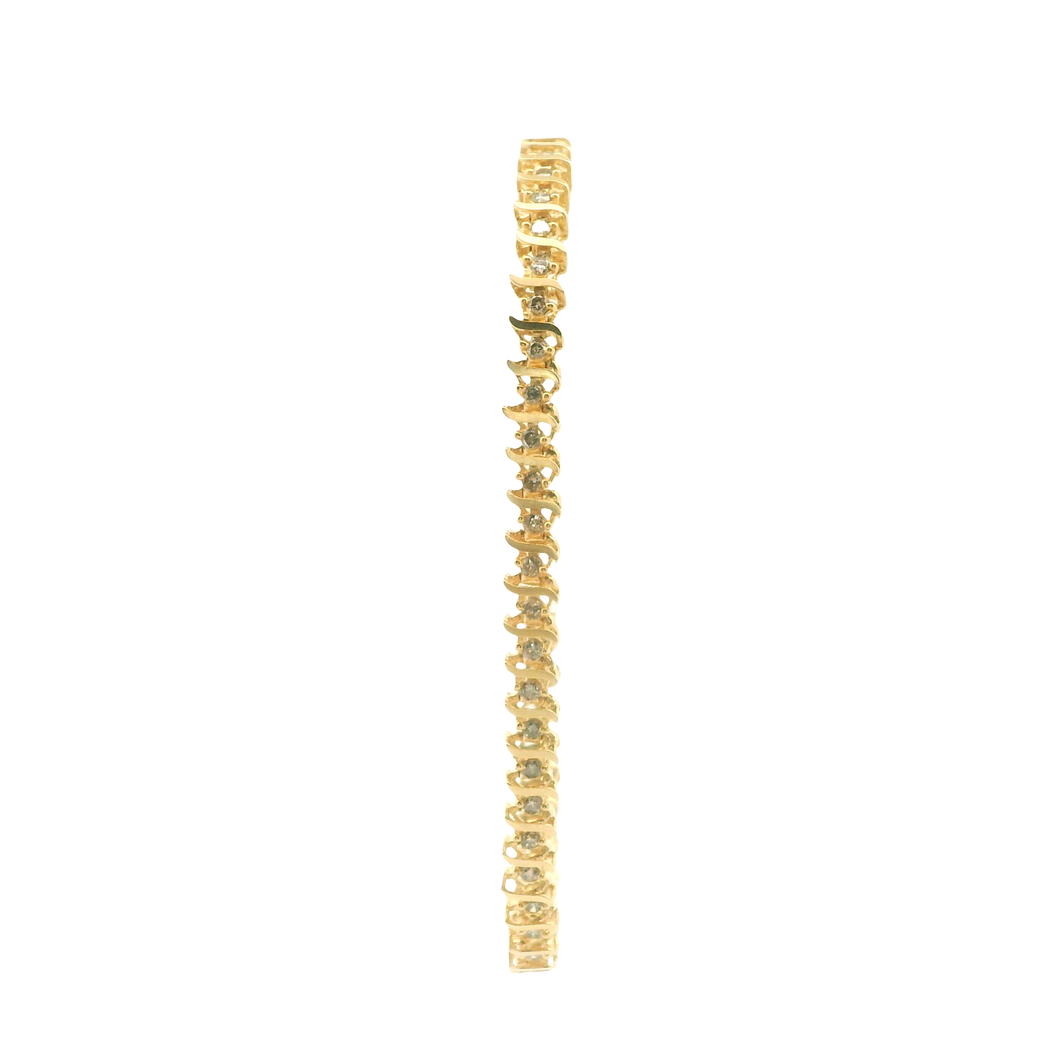 Yellow Gold Tennis Bracelet with Round Brilliant Cut Diamonds