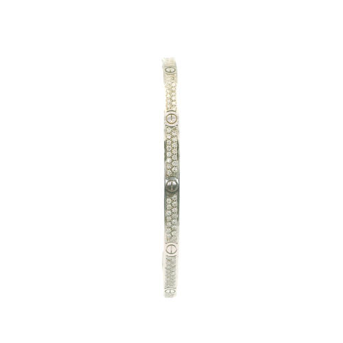 Elegant White Gold Bangle Adorned with Round Brilliant Diamonds
