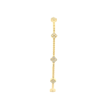 Load image into Gallery viewer, Yellow Gold Beaded Bracelet with Round Cut Diamonds