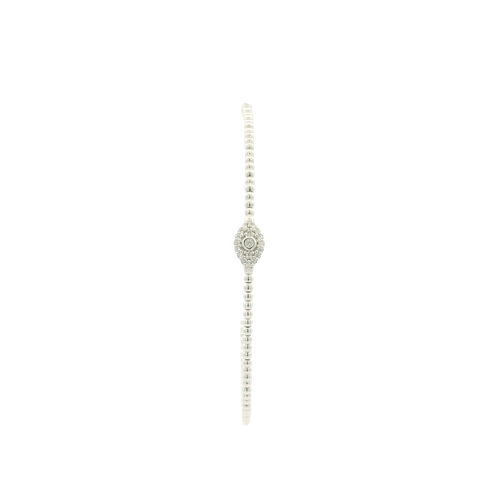 White Gold Beaded Bracelet with Round Cut Diamond