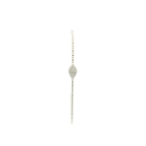 White Gold Beaded Bracelet with Round Cut Diamond