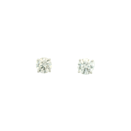 White Gold Stud Earrings with Round Brilliant Diamonds