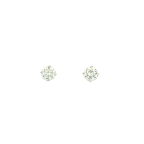 White Gold Stud Earrings with Round Brilliant Diamonds