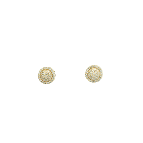 Yellow Gold Round Brilliant Cut Diamond Stud Earrings