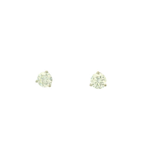 White Gold Stud Earrings with Round Cut Diamonds