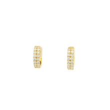 Load image into Gallery viewer, Yellow Gold Hoop Earrings with Round Brilliant Diamonds