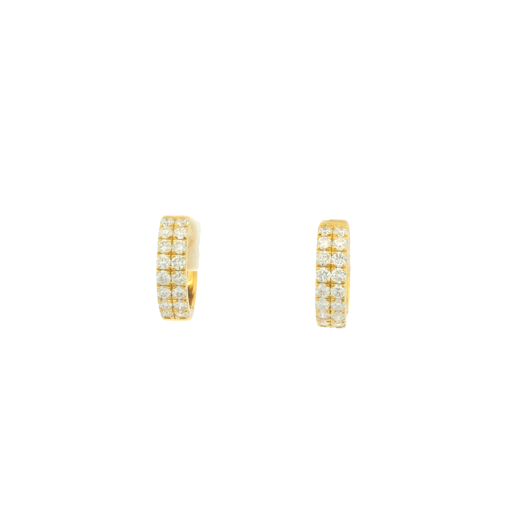 Yellow Gold Hoop Earrings with Round Brilliant Diamonds
